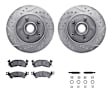 WGUH1-48186 Front Brake Disc and Pad Kit, Silver zinc-plated, Cross-drilled and Slotted, 305 mm, OE Replacement, R1 eLINE Silver Rotors wtih Optimum OEp Pads Series