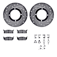 WGUH1-50005 Front Brake Disc and Pad Kit, Silver zinc-plated, Cross-drilled and Slotted, 267 mm, OE Replacement, R1 eLINE Silver Rotors wtih Optimum OEp Pads Series