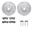 WGUH1-51002 Front Brake Disc and Pad Kit, Silver zinc-plated, Cross-drilled and Slotted, 305 mm, OE Replacement, R1 eLINE Silver Rotors wtih Optimum OEp Pads Series
