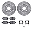 WGUH1-53002 Front Brake Disc and Pad Kit, Silver zinc-plated, Cross-drilled and Slotted, 264 mm, OE Replacement, R1 eLINE Silver Rotors wtih Optimum OEp Pads Series