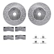 WGUH1-54003 Front Brake Disc and Pad Kit, Silver zinc-plated, Cross-drilled and Slotted, 305 mm, OE Replacement, R1 eLINE Silver Rotors wtih Optimum OEp Pads Series