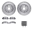 WGUH1-54046 Front Brake Disc and Pad Kit, Silver zinc-plated, Cross-drilled and Slotted, 279 mm, OE Replacement, R1 eLINE Silver Rotors wtih Optimum OEp Pads Series