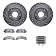 WGUH1-54047 Front Brake Disc and Pad Kit, Silver zinc-plated, Cross-drilled and Slotted, 279 mm, OE Replacement, 4WD, R1 eLINE Silver Rotors wtih Optimum OEp Pads Series