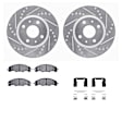 2008 Ford Focus - Front Brake Disc and Pad Kit, Cross-drilled and Slotted, OE Replacement, Bearing Retainer Nut 35-5001, 2.0L 4Cyl, R1 eLINE Silver Rotors wtih Optimum OEp Pads Series