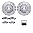 WGUH1-54050 Front Brake Disc and Pad Kit, Silver zinc-plated, Cross-drilled and Slotted, 310 mm, OE Replacement, R1 eLINE Silver Rotors wtih Optimum OEp Pads Series