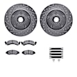 WGUH1-54050 Front Brake Disc and Pad Kit, Silver zinc-plated, Cross-drilled and Slotted, 310 mm, OE Replacement, R1 eLINE Silver Rotors wtih Optimum OEp Pads Series