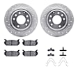 WGUH1-54064 Rear Brake Disc and Pad Kit, Silver zinc-plated, Cross-drilled and Slotted, 279 mm, OE Replacement, R1 eLINE Silver Rotors wtih Optimum OEp Pads Series