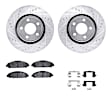 WGUH1-54083 Front Brake Disc and Pad Kit, Silver zinc-plated, Cross-drilled and Slotted, 330 mm, OE Replacement, R1 eLINE Silver Rotors wtih Optimum OEp Pads Series