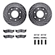 WGUH1-54116 Front Brake Disc and Pad Kit, Silver zinc-plated, Cross-drilled and Slotted, 305 mm, OE Replacement, 4WD, R1 eLINE Silver Rotors wtih Optimum OEp Pads Series