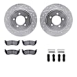 WGUH1-54145 Rear Brake Disc and Pad Kit, Silver zinc-plated, Cross-drilled and Slotted, 320 mm, OE Replacement, R1 eLINE Silver Rotors wtih Optimum OEp Pads Series