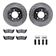 WGUH1-54145 Rear Brake Disc and Pad Kit, Silver zinc-plated, Cross-drilled and Slotted, 320 mm, OE Replacement, R1 eLINE Silver Rotors wtih Optimum OEp Pads Series