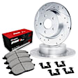 WGUH1-54145 Rear Brake Disc and Pad Kit, Silver zinc-plated, Cross-drilled and Slotted, 320 mm, OE Replacement, R1 eLINE Silver Rotors wtih Optimum OEp Pads Series