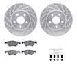 WGUH1-54172 Front Brake Disc and Pad Kit, Silver zinc-plated, Cross-drilled and Slotted, 315 mm, OE Replacement, R1 eLINE Silver Rotors wtih Optimum OEp Pads Series