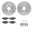 WGUH1-54174 Front Brake Disc and Pad Kit, Silver zinc-plated, Cross-drilled and Slotted, 315 mm, OE Replacement, R1 eLINE Silver Rotors wtih Optimum OEp Pads Series