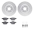 WGUH1-54182 Front Brake Disc and Pad Kit, Silver zinc-plated, Cross-drilled and Slotted, 300 mm, OE Replacement, R1 eLINE Silver Rotors wtih Optimum OEp Pads Series