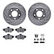 WGUH1-54321 Front Brake Disc and Pad Kit, Silver zinc-plated, Cross-drilled and Slotted, 279 mm, OE Replacement, R1 eLINE Silver Rotors wtih Optimum OEp Pads Series