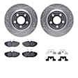 WGUH1-54382 Rear Brake Disc and Pad Kit, Silver zinc-plated, Cross-drilled and Slotted, 305 mm, OE Replacement, R1 eLINE Silver Rotors wtih Optimum OEp Pads Series