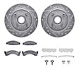 WGUH1-55046 Front Brake Disc and Pad Kit, Silver zinc-plated, Cross-drilled and Slotted, 254 mm, OE Replacement, R1 eLINE Silver Rotors wtih Optimum OEp Pads Series