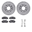WGUH1-59002 Front Brake Disc and Pad Kit, Silver zinc-plated, Cross-drilled and Slotted, 267 mm, OE Replacement, R1 eLINE Silver Rotors wtih Optimum OEp Pads Series