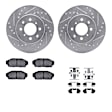 WGUH1-59010 Front Brake Disc and Pad Kit, Silver zinc-plated, Cross-drilled and Slotted, 267 mm, OE Replacement, R1 eLINE Silver Rotors wtih Optimum OEp Pads Series