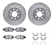 WGUH1-59016 Front Brake Disc and Pad Kit, Silver zinc-plated, Cross-drilled and Slotted, 272 mm, OE Replacement, R1 eLINE Silver Rotors wtih Optimum OEp Pads Series