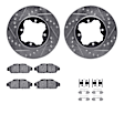 WGUH1-59019 Front Brake Disc and Pad Kit, Silver zinc-plated, Cross-drilled and Slotted, 274 mm, OE Replacement, R1 eLINE Silver Rotors wtih Optimum OEp Pads Series