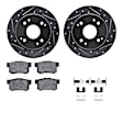 WGUH1-59022 Rear Brake Disc and Pad Kit, Silver zinc-plated, Cross-drilled and Slotted, 267 mm, OE Replacement, R1 eLINE Silver Rotors wtih Optimum OEp Pads Series