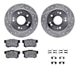 WGUH1-59028 Rear Brake Disc and Pad Kit, Silver zinc-plated, Cross-drilled and Slotted, 267 mm, OE Replacement, R1 eLINE Silver Rotors wtih Optimum OEp Pads Series