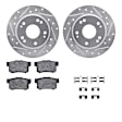WGUH1-59035 Rear Brake Disc and Pad Kit, Silver zinc-plated, Cross-drilled and Slotted, 267 mm, OE Replacement, R1 eLINE Silver Rotors wtih Optimum OEp Pads Series