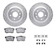 WGUH1-59045 Rear Brake Disc and Pad Kit, Silver zinc-plated, Cross-drilled and Slotted, 305 mm, OE Replacement, R1 eLINE Silver Rotors wtih Optimum OEp Pads Series