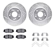 WGUH1-59047 Front Brake Disc and Pad Kit, Silver zinc-plated, Cross-drilled and Slotted, 279 mm, OE Replacement, R1 eLINE Silver Rotors wtih Optimum OEp Pads Series