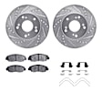 WGUH1-59051 Front Brake Disc and Pad Kit, Silver zinc-plated, Cross-drilled and Slotted, 267 mm, OE Replacement, R1 eLINE Silver Rotors wtih Optimum OEp Pads Series