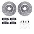 WGUH1-59068 Front Brake Disc and Pad Kit, Silver zinc-plated, Cross-drilled and Slotted, 310 mm, OE Replacement, FWD, R1 eLINE Silver Rotors wtih Optimum OEp Pads Series