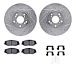 WGUH1-59069 Front Brake Disc and Pad Kit, Silver zinc-plated, Cross-drilled and Slotted, 305 mm, OE Replacement, R1 eLINE Silver Rotors wtih Optimum OEp Pads Series