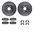 WGUH1-59069 Front Brake Disc and Pad Kit, Silver zinc-plated, Cross-drilled and Slotted, 305 mm, OE Replacement, R1 eLINE Silver Rotors wtih Optimum OEp Pads Series