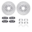 WGUH1-59106 Front Brake Disc and Pad Kit, Silver zinc-plated, Cross-drilled and Slotted, 282 mm, OE Replacement, R1 eLINE Silver Rotors wtih Optimum OEp Pads Series