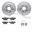 WGUH1-59132 Rear Brake Disc and Pad Kit, Silver zinc-plated, Cross-drilled and Slotted, 282 mm, OE Replacement, R1 eLINE Silver Rotors wtih Optimum OEp Pads Series