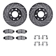 WGUH1-59159 Front Brake Disc and Pad Kit, Silver zinc-plated, Cross-drilled and Slotted, 267 mm, OE Replacement, R1 eLINE Silver Rotors wtih Optimum OEp Pads Series