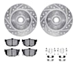 WGUH1-67018 Rear Brake Disc and Pad Kit, Silver zinc-plated, Cross-drilled and Slotted, 330 mm, OE Replacement, R1 eLINE Silver Rotors wtih Optimum OEp Pads Series
