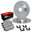 WGUH1-67018 Rear Brake Disc and Pad Kit, Silver zinc-plated, Cross-drilled and Slotted, 330 mm, OE Replacement, R1 eLINE Silver Rotors wtih Optimum OEp Pads Series
