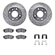 WGUH1-67028 Front Brake Disc and Pad Kit, Silver zinc-plated, Cross-drilled and Slotted, 269 mm, OE Replacement, R1 eLINE Silver Rotors wtih Optimum OEp Pads Series