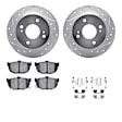 WGUH1-67035 Rear Brake Disc and Pad Kit, Silver zinc-plated, Cross-drilled and Slotted, 267 mm, OE Replacement, R1 eLINE Silver Rotors wtih Optimum OEp Pads Series