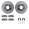WGUH1-67051 Front Brake Disc and Pad Kit, Silver zinc-plated, Cross-drilled and Slotted, 257 mm, OE Replacement, R1 eLINE Silver Rotors wtih Optimum OEp Pads Series