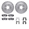 WGUH1-67053 Front Brake Disc and Pad Kit, Silver zinc-plated, Cross-drilled and Slotted, 279 mm, OE Replacement, R1 eLINE Silver Rotors wtih Optimum OEp Pads Series