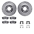 WGUH1-67062 Front Brake Disc and Pad Kit, Silver zinc-plated, Cross-drilled and Slotted, 279 mm, OE Replacement, R1 eLINE Silver Rotors wtih Optimum OEp Pads Series