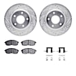 WGUH1-67071 Front Brake Disc and Pad Kit, Silver zinc-plated, Cross-drilled and Slotted, 290 mm, OE Replacement, R1 eLINE Silver Rotors wtih Optimum OEp Pads Series