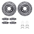 WGUH1-67072 Front Brake Disc and Pad Kit, Silver zinc-plated, Cross-drilled and Slotted, 267 mm, OE Replacement, R1 eLINE Silver Rotors wtih Optimum OEp Pads Series