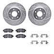 WGUH1-67073 Front Brake Disc and Pad Kit, Silver zinc-plated, Cross-drilled and Slotted, 305 mm, OE Replacement, R1 eLINE Silver Rotors wtih Optimum OEp Pads Series