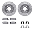 WGUH1-67098 Rear Brake Disc and Pad Kit, Silver zinc-plated, Cross-drilled and Slotted, 305 mm, OE Replacement, R1 eLINE Silver Rotors wtih Optimum OEp Pads Series