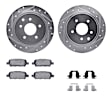 WGUH1-67098 Rear Brake Disc and Pad Kit, Silver zinc-plated, Cross-drilled and Slotted, 305 mm, OE Replacement, R1 eLINE Silver Rotors wtih Optimum OEp Pads Series